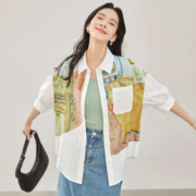 DUIBAI 对白 凯伊莱文联名 女式五分袖衬衫 DDC063W