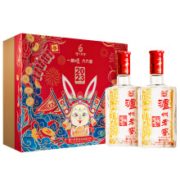 再降价、PLUS会员：LUZHOULAOJIAO 泸州老窖 六年窖头曲 浓香型白酒52度 500ml*4瓶 瑞兔呈祥礼盒