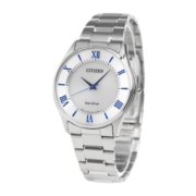 西铁城（CITIZEN） Collection系列 Eco-Drive光能不锈钢超薄蓝白日本制 情侣手表 BJ6480-51B 男款 手表