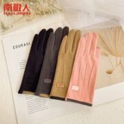 南极人 2023新款手套女士秋冬季户外保暖薄漏二指手套触屏骑行手套开车A