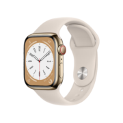 Apple Watch Series 8 智能手表GPS + 蜂窝款41毫米金色不锈钢表壳星光色运动型表带 MNJD3CH/A