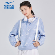 鸿星尔克【100元券-星宠】卫衣女秋季连帽女生套头衫女装 冰紫色 L