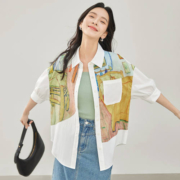 DUIBAI 对白 凯伊莱文联名 女式五分袖衬衫  	DDC063W