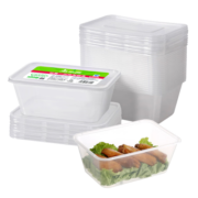 美丽雅 一次性饭盒方形1000ml*20套野餐外卖打包盒碗加厚带盖塑料可微波