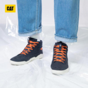 CAT卡特  户外休闲鞋男女鞋 舒适牛皮平底鞋网眼橡胶底防滑耐磨低帮鞋 藏青色 38