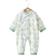 贝肽斯婴儿连体衣春秋新生儿衣服宝宝四季打底纯棉长袖哈衣室内爬行服 趣味小恐龙-中开 66码