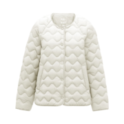 坦博尔23年新款菱格羽绒服女小香风轻便宽松轻薄保暖外套TD236008 奶昔白 155/80A