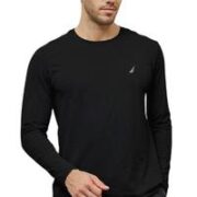 NAUTICA 诺帝卡 Underwear可外穿经典纯色圆领长袖多色家居长袖 黑色 L