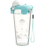 Glasslock韩国进口玻璃杯带刻度 小蓝鲸鲸450ml
