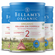 贝拉米（Bellamy）有机较大婴儿配方奶粉2段(6-12月)900g*3罐箱装 澳洲原装进口