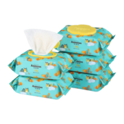 安慕斯湿巾儿童湿纸巾婴儿护理湿巾宝宝手口湿巾 温泉水80抽*5包