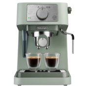 德龙（Delonghi）咖啡机 意式半自动 家用15Bar泵压 独立温控自动关机 不锈钢细蒸汽杆可调式打奶泡 升级版EC255.GR 不锈钢加热组件 自动关机 可拆卸式透明水箱