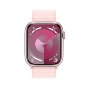 Apple Watch Series 9 智能手表GPS款45毫米粉色铝金属表壳 亮粉色回环式运动表带 健康电话手表MR9J3CH/A