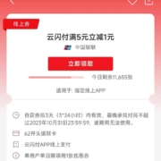 云闪付 满5元减1元线上支付券