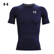 安德玛（UNDERARMOUR）HeatGear Armour男子透气训练运动短袖紧身衣1361518 深蓝色410 XL