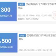23日20点、领券备用：京东 满5000-500/3000-300元 西门子/博世京东自营家电券