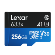 雷克沙（Lexar）256GB TF（MicroSD）存储卡 C10 U3 V30 A1 扩容内存卡 读速100MB/s 耐久稳定（633x）