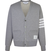 汤姆 布朗（THOM BROWNE）男士灰色棉质4条纹V领休闲针织开衫 MJT167A 00535 055 3
