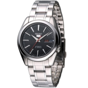 精工（SEIKO）手表 复古商务 男士腕表 5号系列自动机械表 不锈钢表带 日本直送 黑盘白链SNKL45J1