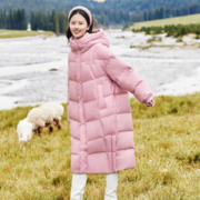 雪中飞 2023秋冬新款长款连帽过膝韩版保暖女羽绒服
