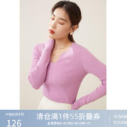 DUSHU 独束 大码女装U型领针织衫女秋装微胖mm基础款百搭上衣22DS3154 蔷薇色 XL