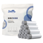 爱尔卫抽绳垃圾袋 加厚自动收口穿绳垃圾袋 45*50cm加厚装 5卷75只