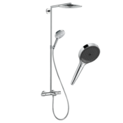 汉斯格雅（Hansgrohe） 德国原装双飞雨300顶喷恒温浴缸龙头带下出水淋浴管花洒套装 26164007(升级境雨镀铬)