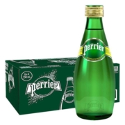 【自营】Perrier巴黎水原味含气天然矿泉水气泡水玻璃瓶330ML*24