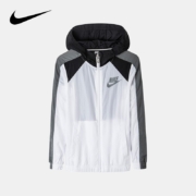 限尺码：NIKE 耐克 小童装男童梭织薄外套春秋儿童透气上衣 正黑色/白色 110/56(5)