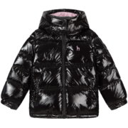 哈吉斯（HAZZYS）童装女童儿童羽绒服冬季新品休闲时尚纯色白鸭绒羽绒服 钻石黑 110