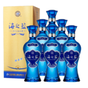 洋河海之蓝 42度 绵柔浓香型白酒 蓝色经典 375ml*6瓶 整箱装(内含礼品袋）