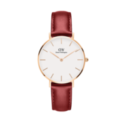 丹尼尔惠灵顿（DanielWellington）DW女表32mm白盘金边红皮带学生欧美简约手表DW00100265