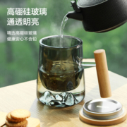 京东京造观山杯茶杯玻璃茶具茶水分离杯带过滤高温440ml中秋节礼品高端