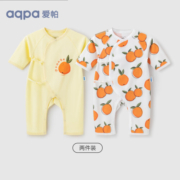 aqpa【2件装】新生婴儿连体哈衣春秋纯棉衣服男女宝衣和尚服0-6月 苹苹安安 52cm