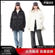 DZZIT 中长款绗格子菱形格纹羽绒服 3E4K3921B