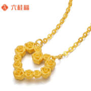 20点：六桂福珠宝 黄金项链 女5G足金玫瑰花套链 6.15g