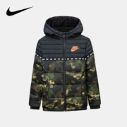 Nike 耐克冬季儿童加绒内里保暖迷彩羽绒服上衣外套 正黑色 110S(4)