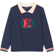 哈吉斯（HAZZYS）品牌童装女童卫衣秋新品中大童时尚百搭撞色休闲套头卫衣 藏蓝 110