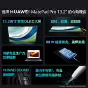 【旗舰】华为HUAWEI MatePad Pro 13.2吋144Hz OLED柔性屏星闪连接 办公创作平板电脑12+256GB WiFi 曜金黑
