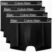 Calvin Klein 内衣男士时尚四条装LOGO腰边弹力轻薄透气平角内裤NP2446O 001-太空黑 XL