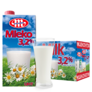 概率券、PLUS会员：MLEKOVITA 妙可 波兰进口 全脂牛奶纯牛奶 1L*12盒 整箱装