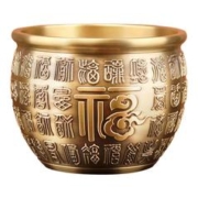 满堂吉 百福纯黄铜米缸摆件 一缸金 生财有道 小百福杯