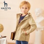 HAZZYS 哈吉斯 品牌童装男童秋时尚气质款风衣薄中大童简约风衣 浅卡其 130