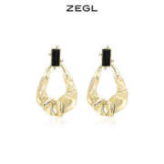 ZENGLIU ZEGL褶皱金属耳环女小众设计感高级人造珍珠耳钉ins风复古耳饰品