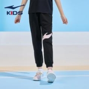 ERKE 鸿星尔克 男童装秋冬男童运动休闲长裤简约时尚儿童运动裤 正黑7376 150