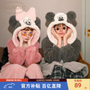 GUKOO 果壳 京东GUKOO 果壳 睡衣女珊瑚绒睡袍迪士尼情侣睡衣女冬薄绒保暖男士家