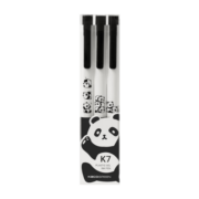 KACO GREEN 熊猫派对K7按动中性笔高颜值0.5mm双珠笔黑色签字笔水笔学生用刷题笔3支/盒