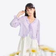8日10点：LEDIN 乐町 女士甜美荷叶边罩衫 CWBBC240764