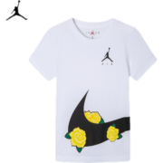 Nike Air Jordan 耐克童装女童纯棉短袖T恤夏季儿童针织上衣 纯白色 110(5)