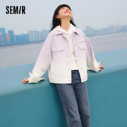 Semir 森马 [预售][商场同款]森马牛仔外套女渐变宽松气质2023春季新款刺绣夹